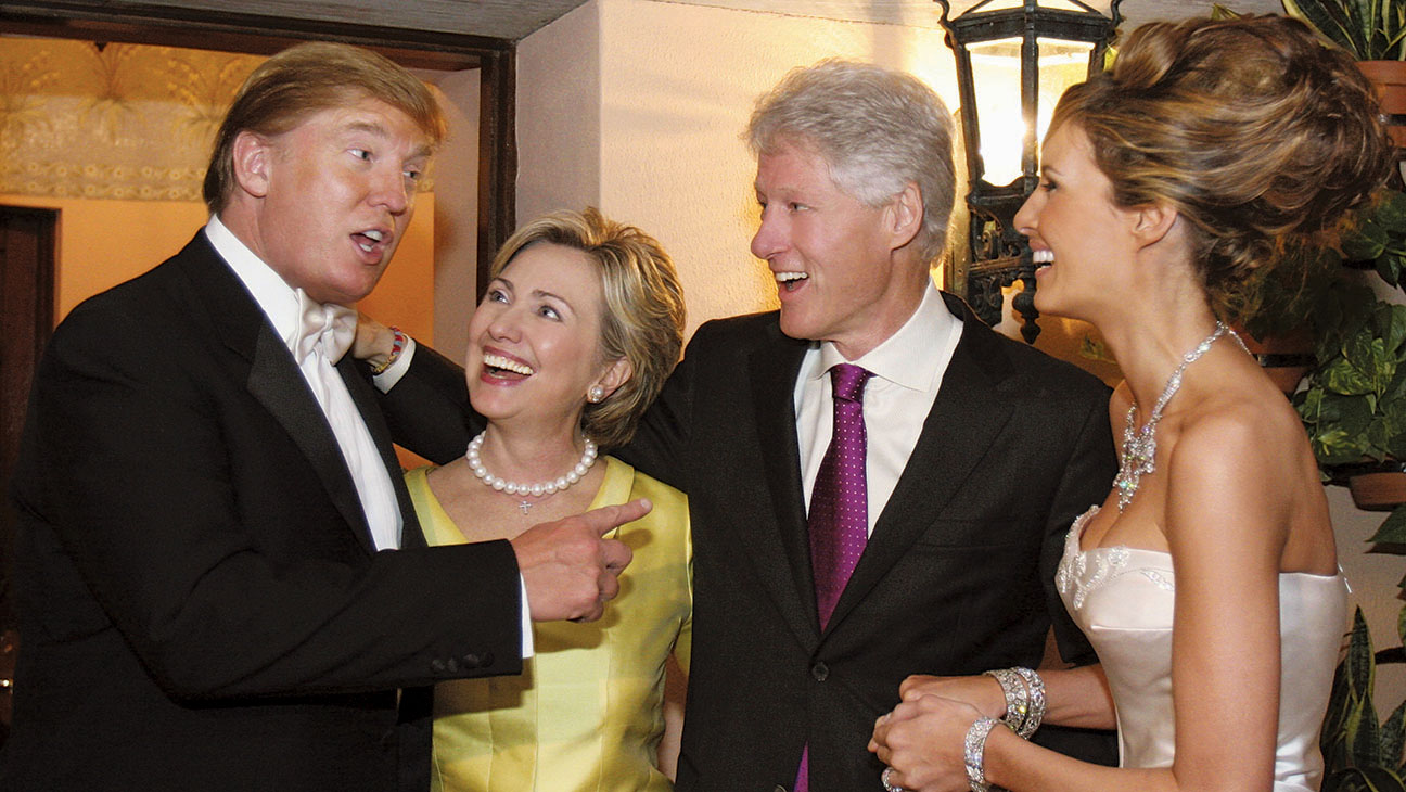 PALM BEACH, FL: Newlyweds Donald Trump Sr. and Melania Trump with Hillary Rodham Clinton and Bill Clinton at their reception held at The Mar-a-Lago Club in January 22, 2005 in Palm Beach, Florida. (Photo by Maring Photography/Getty Images/Contour by Getty Images)